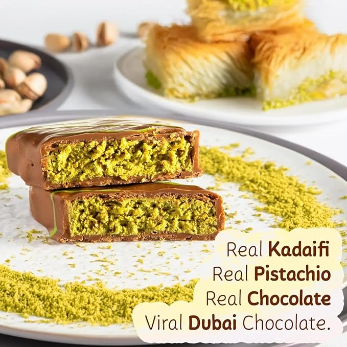 CARIANS Dubai Chocolate Bar with Pistachio, Luxury Chocolate with Crispy Kunafa, Great for Gift Giving, Anniversary, Thanksgiving, Christmas