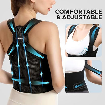 Posture Corrector for Men and Women, Adjustable Upper Back Support, Shoulder Alignment Brace for Better Posture and Daily Comfort – Wearable Under Clothes (Medium 31.5-37.4‘’)