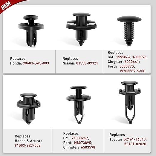 Nilight 200PCS Car Retainer Clips 6mm 7mm 8mm 9mm 10mm Expansion Screws Replacement Kit Bumper Push Rivet Clips for GM Ford Toyota Honda Chrysler Nissan