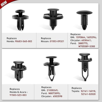 Nilight 200PCS Car Retainer Clips 6mm 7mm 8mm 9mm 10mm Expansion Screws Replacement Kit Bumper Push Rivet Clips for GM Ford Toyota Honda Chrysler Nissan