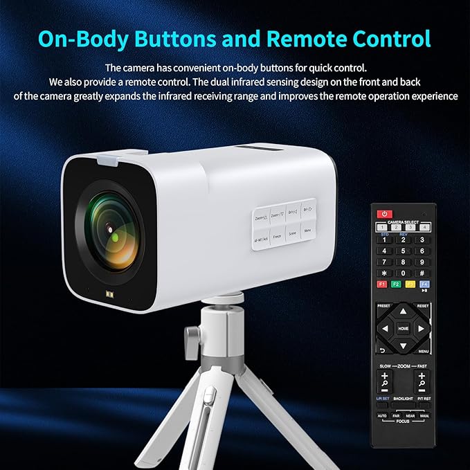 TOALLIN 4K 60FPS Box Video Camera, 20X Optical Zoom, Support PoE/SDI/HDMI/USB, TOF AutoFocus, Built-in Dual Mics, Live Streaming Camera for Church Worship Online Education & Video Conferencing