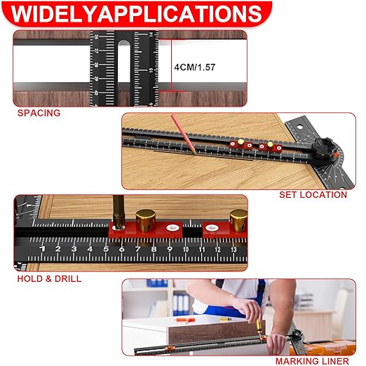 29 Inch Woodworking T Square Ruler, Aluminum Alloy, Adjustable Angle 15-165° Measurement Tool, Precision Drilling Positioning Guide for Carpentry, Drafting, Contractor, Scribe Crafting, Drywall