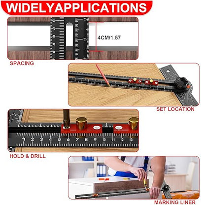 29 Inch Woodworking T Square Ruler, Aluminum Alloy, Adjustable Angle 15-165° Measurement Tool, Precision Drilling Positioning Guide for Carpentry, Drafting, Contractor, Scribe Crafting, Drywall