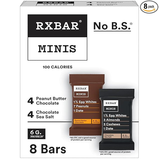 RXBAR Minis Protein Bars, Protein Snack, Snack Bars, Variety Pack, 7.3oz Box (8 Count)