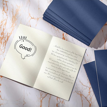 Mimorou 100 Pcs Kraft Notebook Journals 5.5 Inch x 8.3 Inch A5 Softcover Notebooks Bulk for Writing Sketch Office Notepad with 60 Pages 30 Sheets (Navy,Dot)