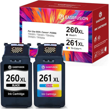 260XL 261XL Replacement for Canon 260 and 261 Ink Cartridges PG-260 CL-261 Compatible with Canon Pixma TS6420a TS6420 TS6400 TR7020a TS5320 TR7000 TS5300 TR7020 Printer Ink Cartridges