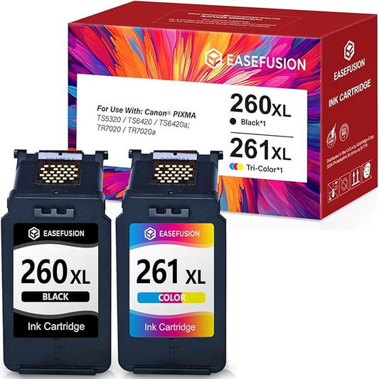 260XL 261XL Replacement for Canon 260 and 261 Ink Cartridges PG-260 CL-261 Compatible with Canon Pixma TS6420a TS6420 TS6400 TR7020a TS5320 TR7000 TS5300 TR7020 Printer Ink Cartridges
