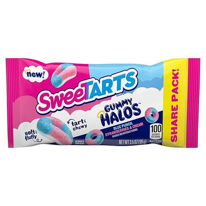 SweeTARTS Halos, Candy, Blue Punch and Strawberries and Cream, Tart and Chewy, Soft and Fluffy, 3.5 oz (12 count)