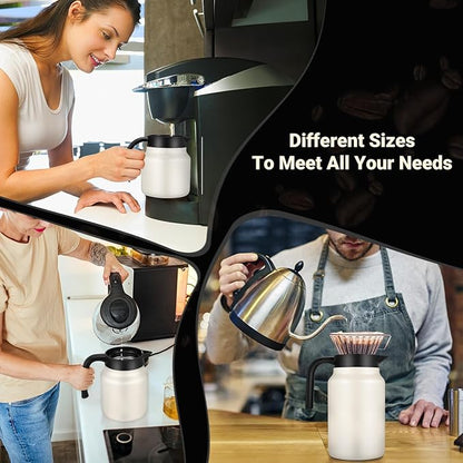 34Oz Thermal Coffee Carafes For Keeping Hot/Cold, Stainless Steel Coffee Carafe, Dustproof Insulated Water Carafe for Party/Home, Cream
