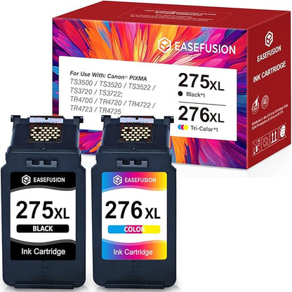275XL 276XL Replacement for Canon Ink 275 and 276 PG-275 CL-276 Black Color Ink Cartridges Combo Pack Compatible with PIXMA TR4720 TS3522 TR4700 TS3722 TS3500 TR4722 TS3720 TS3520 Printer