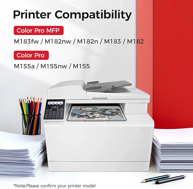215A Toner Cartridge Set 4-Pack High Yield Replacement for HP 215A W2310A W2311A W2312A W2313A Compatible with HP Color Laserjet Pro MFP M182n M182nw M183fw M155a M155nw Printer Ink Black All-in-One