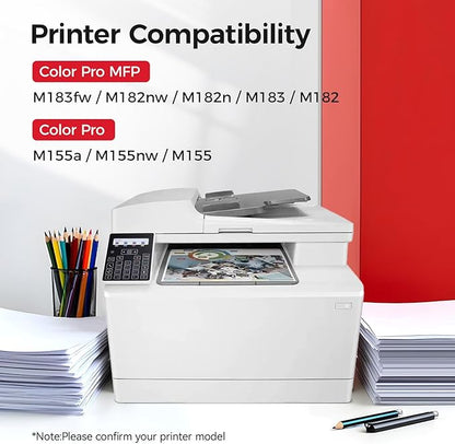 215A Toner Cartridge Set 4-Pack High Yield Replacement for HP 215A W2310A W2311A W2312A W2313A Compatible with HP Color Laserjet Pro MFP M182n M182nw M183fw M155a M155nw Printer Ink Black All-in-One