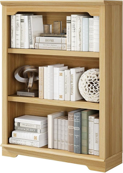 HIFYOBRO 3 Tier Bookshelf and Bookcase, 31.5" Wide Wooden Book Shelf, Freestanding Open Display Storage Bookshelves for Study Room, Home Office, Living Room