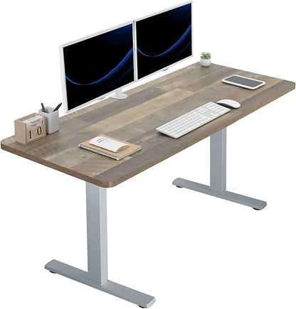 VIVO Electric 60 x 24 in Standing Desk, Memory Height Adjustment, 1B Series, One-Piece Reclaimed Wood Top, Gray Frame, DESK-KIT-1G6P