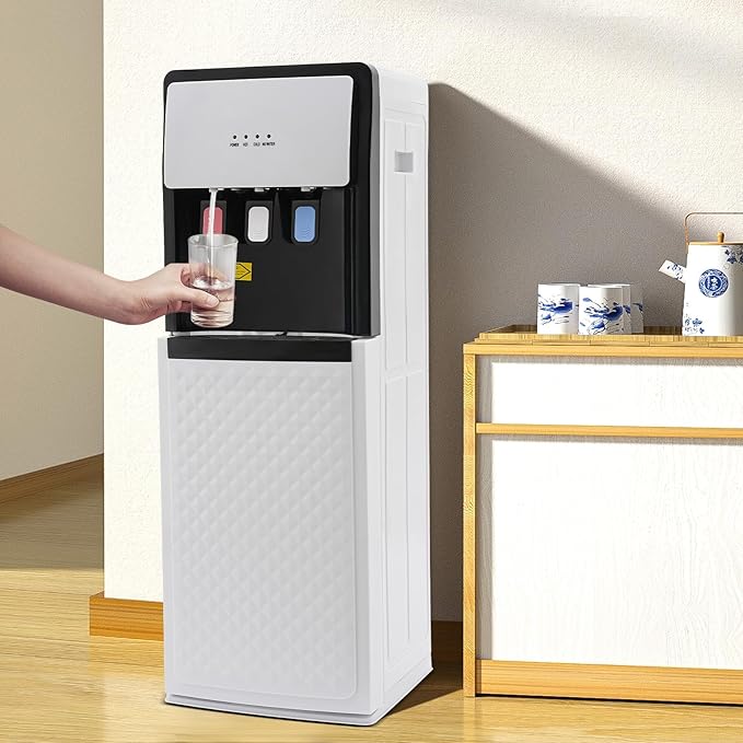 Water Coolers Water Dispenser Cold Hot Dispenser, Modern Powerful Electric Water Cooler Dispenser Bottom Loading for Home, Office, Gyms (White Bottom Load)