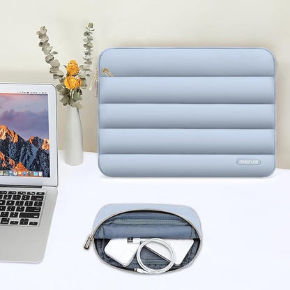 MOSISO 15-15.6 inch Laptop Case, 16 inch Puffy Laptop Sleeve Compatible with MacBook Pro 16, HP Dell ASUS Acer Toshiba Lenovo Notebook Computer, Polyester Horizontal Bag with Small Case, Baby Blue