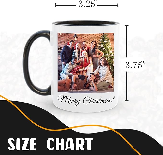 Personalized Coffee Mug, Custom Picture Text or Logo Ceramic Mug, Customized Gift for Men & Women, Taza Personalizada with Photo and Words, Customizable 11 Oz Tea Cup | White - Black