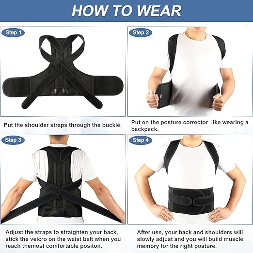 Back Brace Posture Corrector for Women and Men - Adjustable Posture Back Brace for Upper and Lower Back Pain Relief - Improve Back Posture and Lumbar Support,Large(Waist:33-37 Inches)