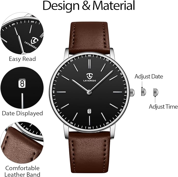 BEN NEVIS Watch, Mens Watch, Minimalist Fashion Simple Wrist Watch Analog Date with Leather Strap