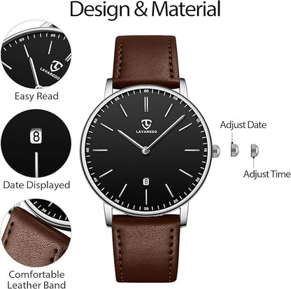 BEN NEVIS Watch, Mens Watch, Minimalist Fashion Simple Wrist Watch Analog Date with Leather Strap