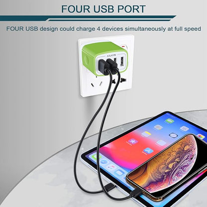 Wall Charger, USB Charger Adapter, AILKIN 4.8A 4Multi Port Fast Charging Station Power Base Block Plug Cube Brick for iPhone, iPad, Samsung Galaxy, Moto, Google Pixel, Kindle Fire Plug Cargador Carro