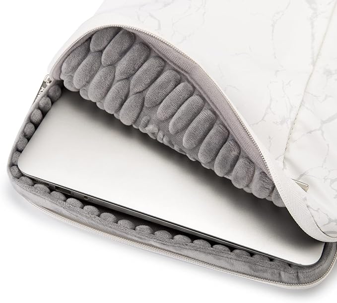 Kinmac 360° Heavy Duty Protective Laptop Sleeve Case Bag Cover with Handle for MacBook Air 13 inch,iPad Pro 13 inch and 13.3 inch HP,Dell,Lenovo,Asus,Acer Laptop (White Marble)