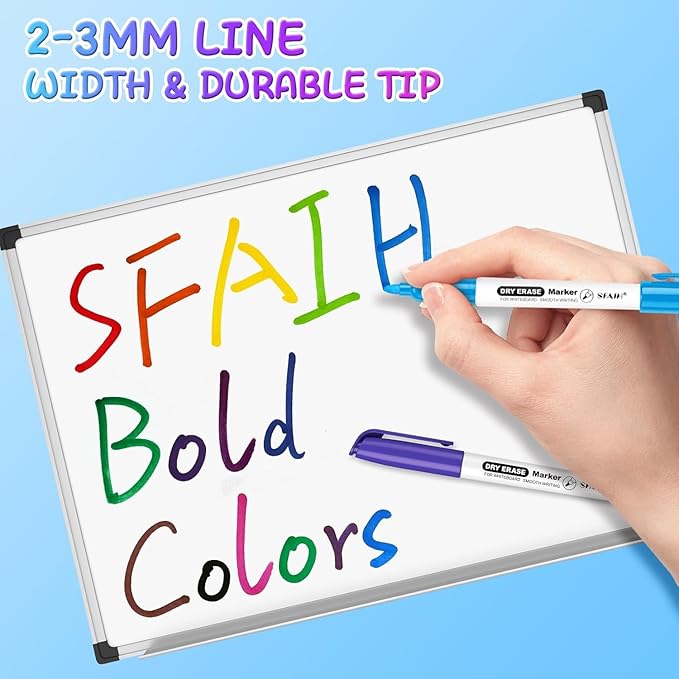 SFAIH Dry Erase Markers Fine Tip - 12 Colors Whiteboard Markers Dry Erase For Kids Adult Low Odor, Black Dry Erase Markers Fine Point For Home Classroom
