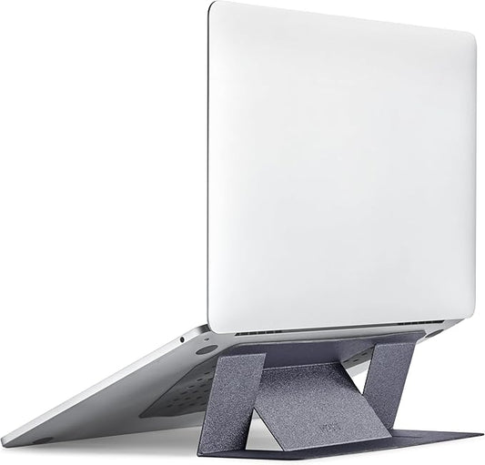 MOFT Laptop Stand for Desk, Adhesive MacBook Computer Stand with 2 Adjustable Viewing Angles, Foldable and Portable Laptop Riser Compatible with 11"-16" Laptops, Starry Grey(Adhesive Version)
