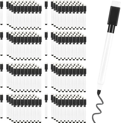 Beieverluck 200 Pieces Magnetic Dry Erase Markers with Eraser Cap Magnet Whiteboard Markers Bulk Fine Tip Dry Erase Pens for Kids Teachers Office School Supplies, Black
