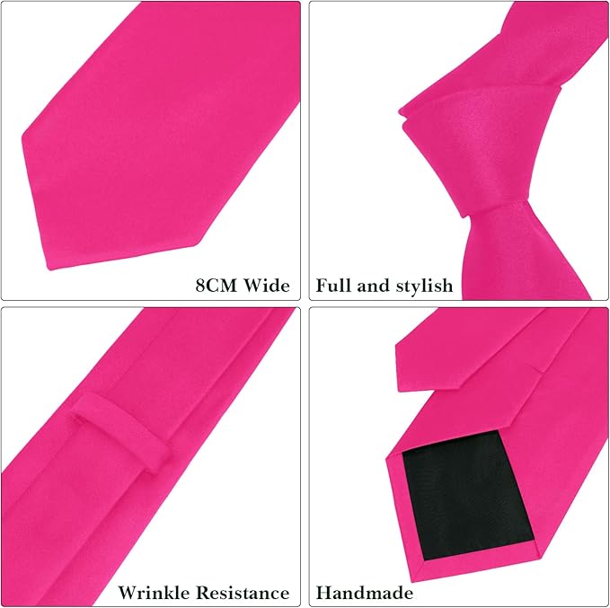 Men's Ties Solid Pure Color 3.15" (8CM) Necktie Plain Formal Business Wedding Black Ties For Men