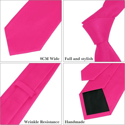 Men's Ties Solid Pure Color 3.15" (8CM) Necktie Plain Formal Business Wedding Black Ties For Men