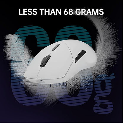 Rapoo VT9PRO 4K Wireless Gaming Mouse, PAW 3398 Sensor, 26000 DPI, 4KHz Polling Rate, 0.25ms Response Time, Lightweight, 10 Programmable Buttons, 180h Battery Life, On-Board Memory, PC - White