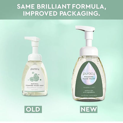 Puracy Foaming Hand Soap - Plant-Powered Natural Hand Soap As Seen on TikTok, Non-Toxic, Sulfate-Free Liquid Soap, Moisturizing Foam Handwash Liquid (Cucumber & Mint, 12 fl oz, 3-Pack)