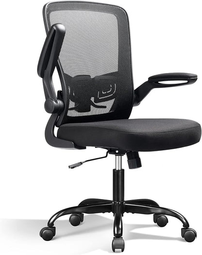 DEVAISE Office Chair, Ergonomic Desk Chair with Flip-up Armrests and Lumbar Support,Home Desk Chair Comfy with Adjustable Office Chair 300 lb Capacity, Black