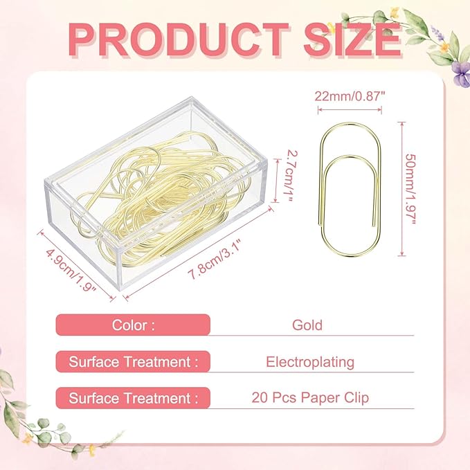PATIKIL 20 Pcs Paper Clip, 2inch Non-Skid Metal Paper Clamp Clips Large for Office Supplies Craft Scrapbook Document Note Sorting, Electroplating, Gold