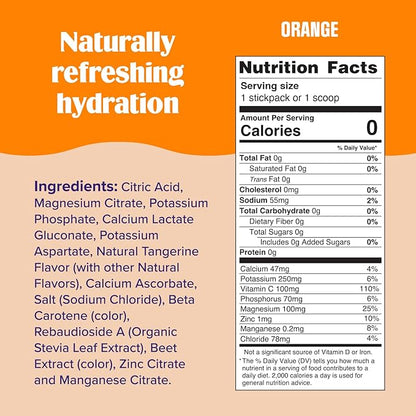 Ultima Replenisher Daily Electrolyte Powder Drink Mix –Sugar Free – Orange, 20 Stickpacks – Hydration Packets with 6 Key Electrolytes and Trace Minerals – Keto Friendly, Vegan, Non-GMO
