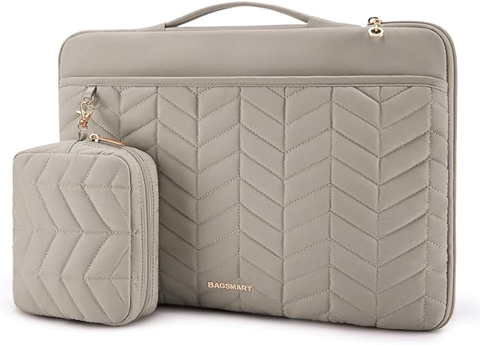 BAGSMART 13-14 inch Laptop Sleeve with Handle, Puffy Padded Laptop Case with Accessories Bag, MacBook Case Compatible with MacBook Air Pro 13.3 inch 14 inch, Computer Sleeve Fitted with Dell,HP