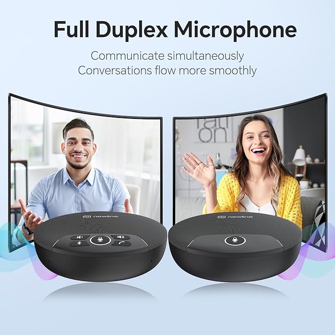 N newline Conference Speaker and Microphone, 2pk Bundle Conference Microphone w/Daisy Chain, 360° Voice Pickup, Noise Reduction, Bluetooth Speakerphone for Large Meetings Team Zoom, NewPie 90