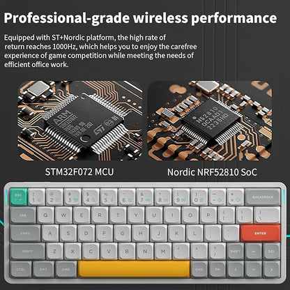 nuphy Air60 V2 Portable Wireless Keyboard 60% Low Profile Mechanical Keyboard Support QMK/VIA Compatible with Windows/mac OS/Linux Supports Bluetooth 5.1/2.4GHz/USB-C White-Gateron Brown Switch