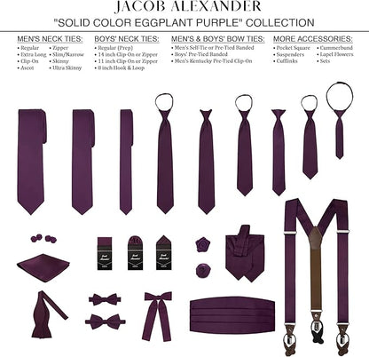 Jacob Alexander Solid Color Mens Tie - Soft-lined Necktie - Timeless Formal Look for Weddings and Business - (Regular Size)