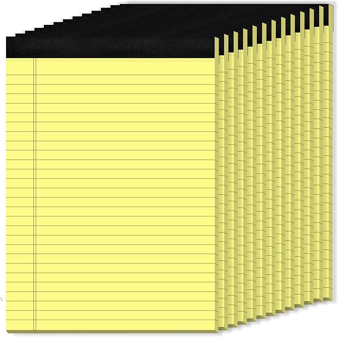 Legal Pads 8.5 x 11 Yellow Note Pads Wide Ruled, 12 Pack Yellow Notepad, 30 Sheets per Writing Pads, Micro Perforated Legal Pad 8 1/2 x 11 In, Well-Made Lined Note Pad Legal Note Pads for Notes