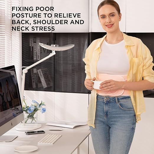 Vicorrect Posture Corrector for Women and Men: Back Support Brace Relieve Upper Back Shoulders Pain (Pink, Large)