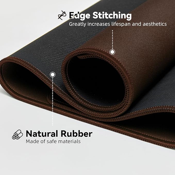 Waterproof Large Gaming Mouse Pad with Durable Stitched Edges, Non-Slip Rubber Base, Grainy Jacquard Mouse Mat Desk Pad for Home Office Gaming, 31.5''x11.8''x0.12'', Matte Brown