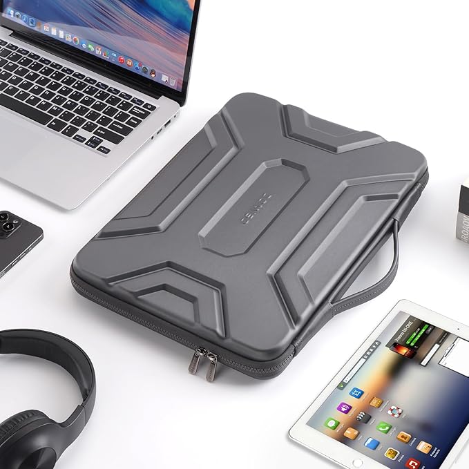 DOMISO 15.6 inch Laptop Sleeve Shoulder Bag Shockproof Computer Bag Waterproof EVA Protective Carrying Case for 16" MacBook Pro/Max M2 M1 2019-2023,15"-16" HP Dell Asus Laptop,Dell XPS 15,Dark Grey