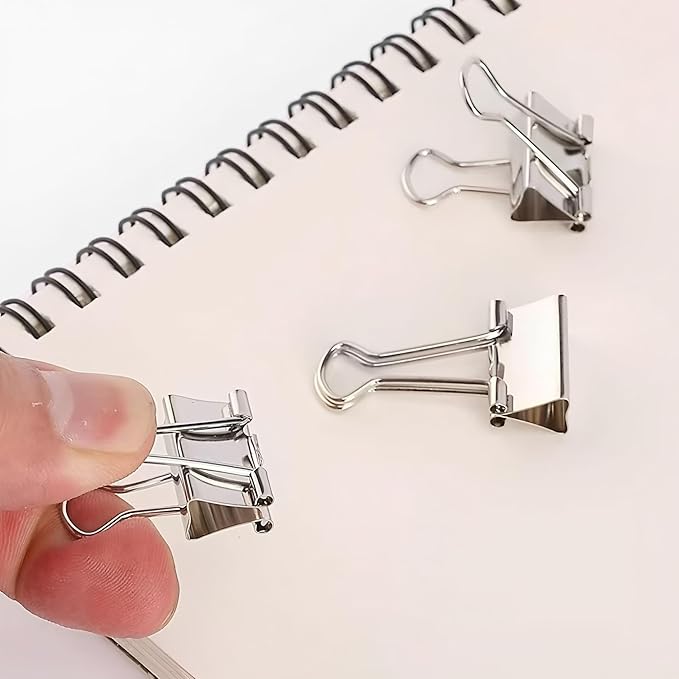 50 Pack Small Silver Binder Clips 3/4 Inch (19 mm), Colored Little Paper Clamps, Tiny Mini Paper Clips for Office Home School Business 0.75"