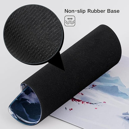 Large Sakura Mouse Pad, Japanese Cherry Blossom Desk Mat, Extended Non-Slip Keyboard Mouse Pad Waterproof Office Desk Pad 23.6" x 11.8" Anime Mouse Pads Desktop Protector for Office Home