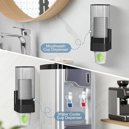 MYITYARD Cup Dispenser, Pull Type Wall Mount Cup Holder for Water Cooler Fit 3oz-5oz Disposable Paper and Plastic Cups, Bathroom Mouthwash Cup Dispenser for Home, Office, Gym, Hospital (Black)