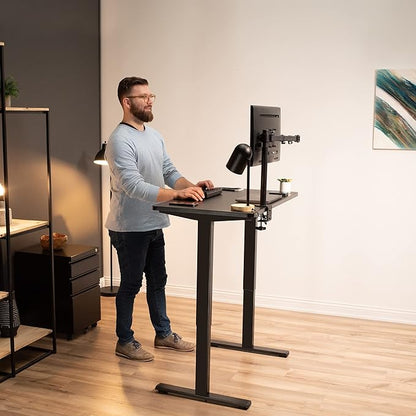 VIVO Electric 43 x 24 in Standing Desk, Memory Height Adjustment, 1B Series, Light Wood Top, White Frame, DESK-1W4C