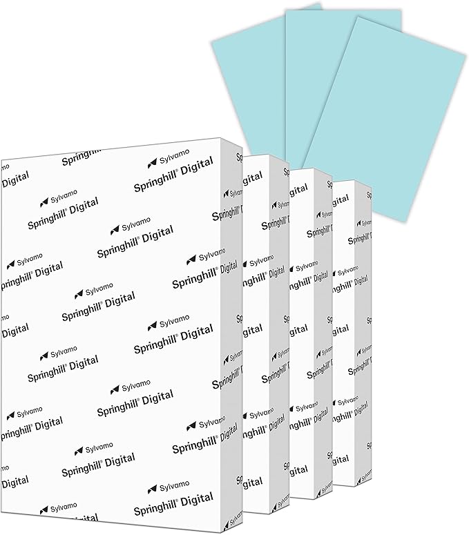 Springhill 11” x 17” Blue Copy Paper, 28lb Bond/70lb Text, 104gsm, 2,000 Sheets (4 Reams) – Colored Printer Paper with Smooth Finish – Versatile and Flexible Computer Paper – 024156C