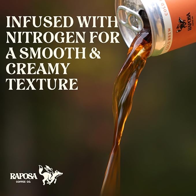 Raposa Nitro Cold Brew Ready to Drink Coffee 250ml - 8.45oz - Dairy Free - Cold brew ready to drink, Non GMO, No Artificial Anything - 225mg Caffeine (Classic Dark Roast (12 Pack))